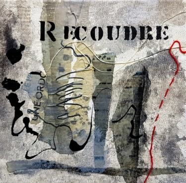 Arte têxtil intitulada "Recoudre" por Maty, Obras de arte originais, Colagens