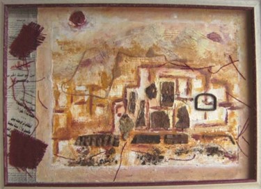 Peinture intitulée "Village dans le dés…" par Maty, Œuvre d'art originale, Huile