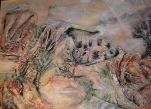 Peinture intitulée "Paysage dans la bru…" par Maty, Œuvre d'art originale, Huile