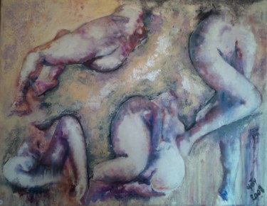 Pintura intitulada "Ombres et jambes" por Maty, Obras de arte originais, Acrílico