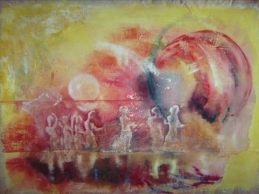 Painting titled "Sang et souffle" by Maty, Original Artwork, Oil