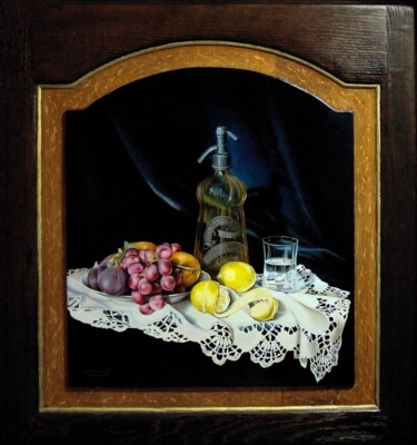 Peinture intitulée "FRUITS ET SIPHON" par Yvette Matysiak, Œuvre d'art originale, Huile