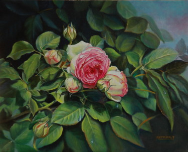 Peinture intitulée "ROSE PIERRE DE RONS…" par Yvette Matysiak, Œuvre d'art originale, Huile