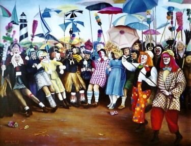 Painting titled "CARNAVAL DUNKERQUOIS" by Yvette Matysiak, Original Artwork, Oil