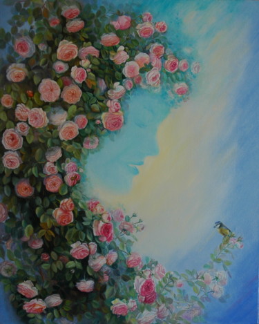 Peinture intitulée "MAMAN ROSE" par Yvette Matysiak, Œuvre d'art originale, Huile
