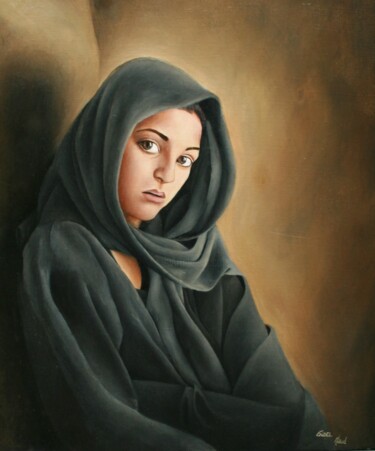 Painting titled "Zahra , jeune fille…" by Maud Gidel, Original Artwork, Oil