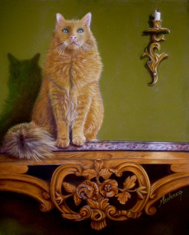 Peinture intitulée "Un chat de salon" par Maud Leclercq, Œuvre d'art originale, Pastel