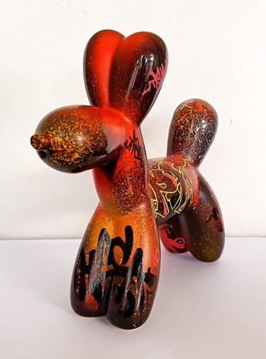 Sculpture intitulée "redDogballoon.jpg" par Maud Llorente, Œuvre d'art originale, Céramique
