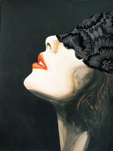 Pintura intitulada "Dentelles3" por Maud Llorente, Obras de arte originais, Aquarela