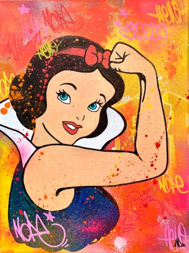 Картина под названием "GirlPowerBN" - Maud Llorente, Подлинное произведение искусства, Акрил Установлен на Деревянная рама д…