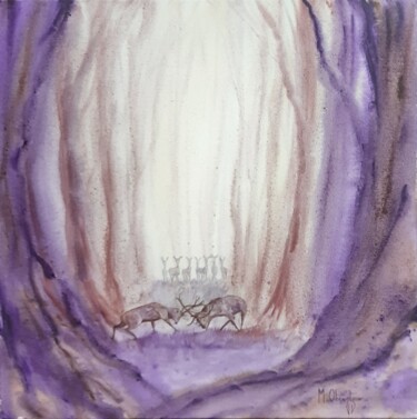 Pintura titulada "L'affrontement" por Maud Obraztsov, Obra de arte original, Acuarela Montado en Bastidor de camilla de made…
