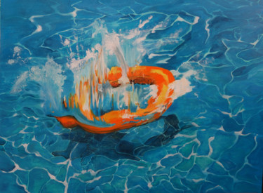 Peinture intitulée "la bouée" par Maude Ovize, Œuvre d'art originale, Huile