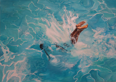 Pittura intitolato "le plongeon" da Maude Ovize, Opera d'arte originale, Olio
