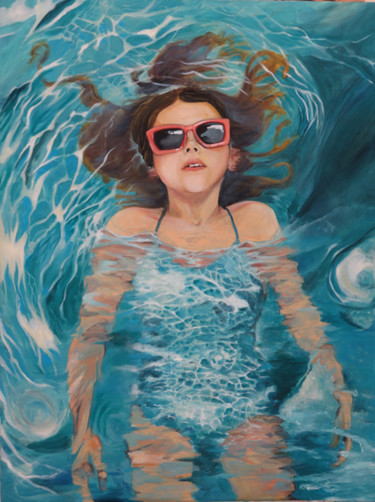 Peinture intitulée "porter par les eaux" par Maude Ovize, Œuvre d'art originale, Huile
