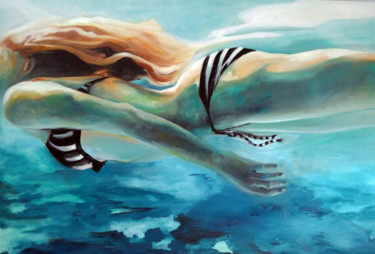 Картина под названием "nymphe" - Maude Ovize, Подлинное произведение искусства, Масло