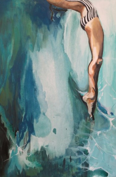 Painting titled "le saut" by Maude Ovize, Original Artwork