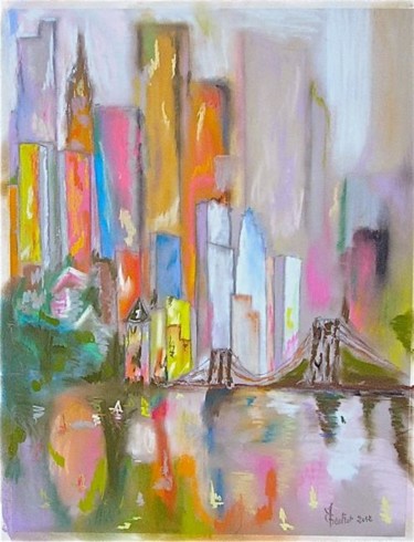 Peinture intitulée "NEW YORK BRUME" par Maugau, Œuvre d'art originale, Autre