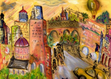 Painting titled "Ville un impossible…" by Maugau, Original Artwork, Other