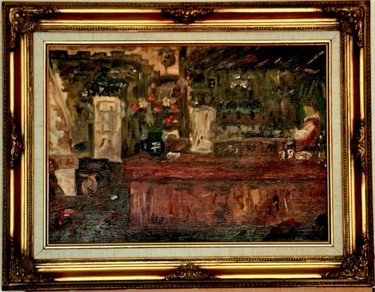 Peinture intitulée "Bar de  l'Entract…" par Maugau, Œuvre d'art originale, Huile