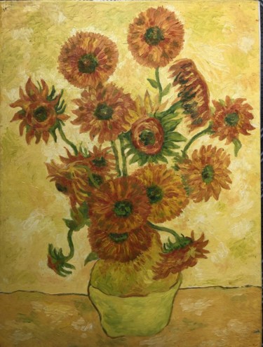 Painting titled "Flower vase" by Maurício Grecco, Original Artwork, Oil