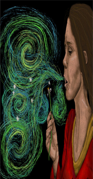 Digital Arts titled "Spring Spiral" by Maui, Original Artwork, Digital Painting