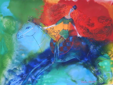 Картина под названием "Голубая лошадь" - Irina Mauler (mauler13), Подлинное произведение искусства, Масло