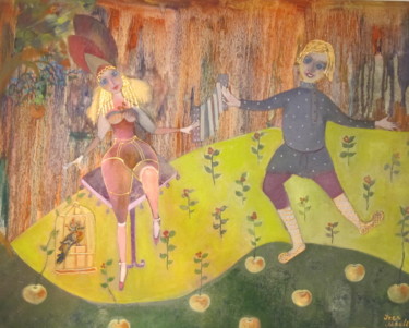 Картина под названием "Любовь и яблоки" - Irina Mauler (mauler13), Подлинное произведение искусства, Масло