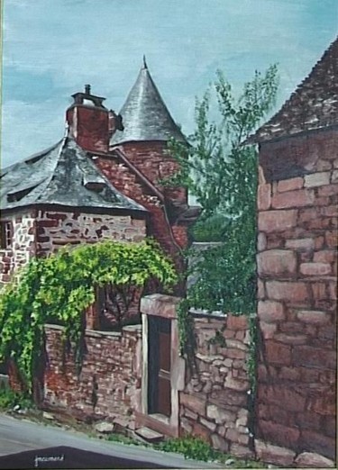 Painting titled "COLLONGES LA ROUGE" by Jacques Maumené, Original Artwork, Oil