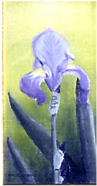 Peinture intitulée "IRIS BLEUE PALE" par Jacques Maumené, Œuvre d'art originale, Huile