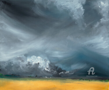 Ζωγραφική με τίτλο "Stormy Sky" από Maureen Gillespie, Αυθεντικά έργα τέχνης, Λάδι