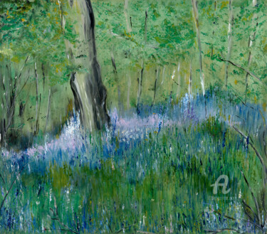 Painting titled "Bluebells" by Maureen Gillespie, Original Artwork, Oil