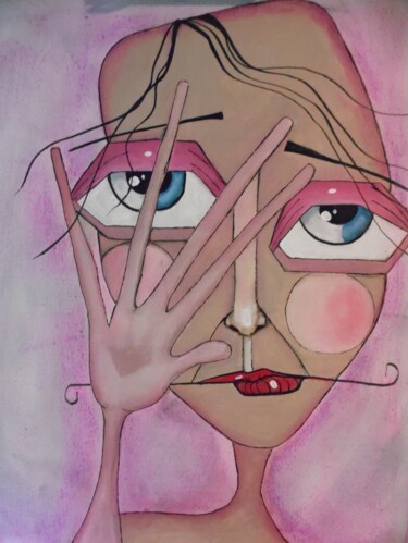 Painting titled "dont look" by Maureen J Thompson, Original Artwork, Acrylic