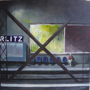 Schilderij getiteld "Station" door Jean-Louis Maurer, Origineel Kunstwerk, Acryl