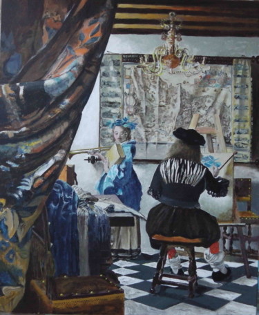 Pintura intitulada "D'après Vermeer, al…" por Jean-Louis Maurer, Obras de arte originais, Acrílico