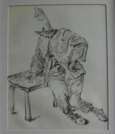 Drawing titled "Paysan faisant les…" by Jean-Louis Maurer, Original Artwork, Pencil