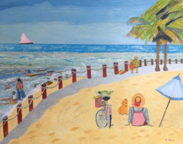 Painting titled "TROPICANA" by Maurice Bellolo, Original Artwork, Oil Mounted on Wood Stretcher frame