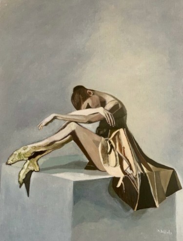 Painting titled "La Danseuse" by Maurice Bellolo, Original Artwork, Oil Mounted on Wood Stretcher frame