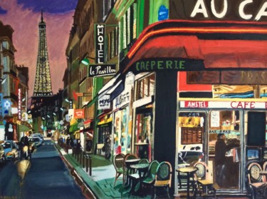 Peinture intitulée "Paris ville lumière" par Maurice Bellolo, Œuvre d'art originale, Huile Monté sur Châssis en bois