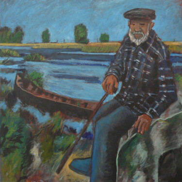 Peinture intitulée "Vieil homme à Mila23" par Maurice Boulogne, Œuvre d'art originale, Acrylique