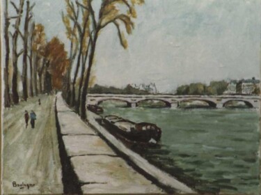 Peinture intitulée "Pont de Paris" par Maurice Boulogne, Œuvre d'art originale