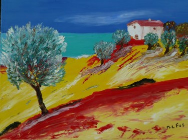 Painting titled "Collines de Bandol" by Maurice Lucien Fus, Original Artwork, Oil