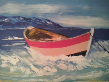 Barque rose Peinture intitulée "Barque rose" par Maurice Lucien Fus, Œuvre d'art originale, Huile