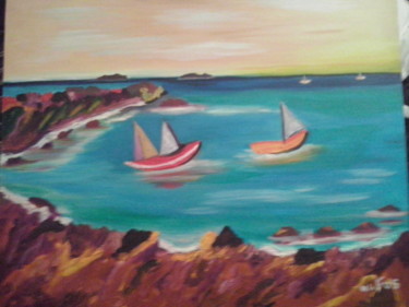 Peinture intitulée "Anse en Méditerranée" par Maurice Lucien Fus, Œuvre d'art originale, Huile