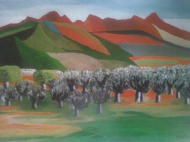 Oliviers à Roquebrune Peinture intitulée "Oliviers à Roquebru…" par Maurice Lucien Fus, Œuvre d'art originale, Acrylique