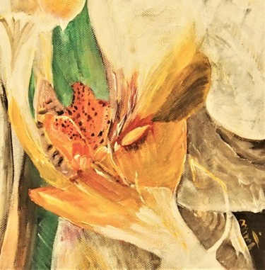 Painting titled "Orchid 1" by Marcelle Jackotin, Original Artwork, Acrylic Mounted on Wood Stretcher frame