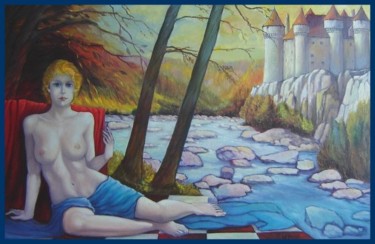 Peinture intitulée "La rivière" par Maurice Lepage, Œuvre d'art originale