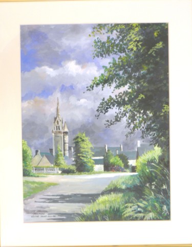 Painting titled "L'église de Saint-M…" by Maurice Marreau, Original Artwork, Gouache