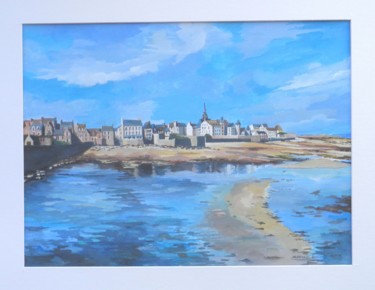 Painting titled "Roscoff" by Maurice Marreau, Original Artwork, Gouache Mounted on Cardboard