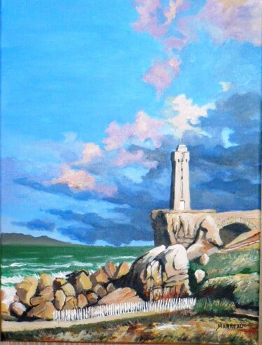 Painting titled "Phare de Ploumanac'…" by Maurice Marreau, Original Artwork, Acrylic