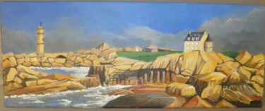 Painting titled "Phare de Ploumanac'…" by Maurice Marreau, Original Artwork, Acrylic